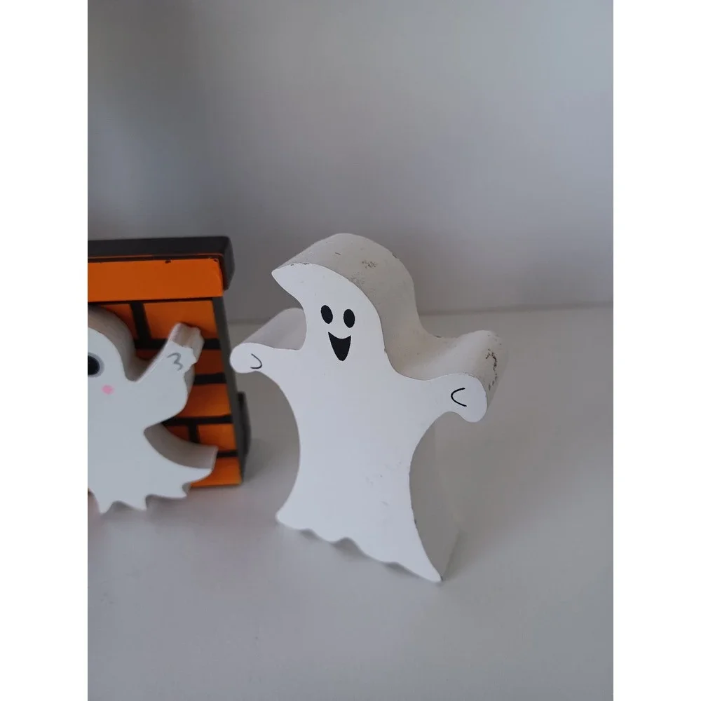 Cemetery With Ghosts And Pumpkins Decor Piece Halloween Holiday Seasonal